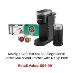 Keurig K-Cafe Barista Bar Single Serve Coffee Maker and Frother with K-Cup Pods